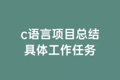 c语言项目总结具体工作任务